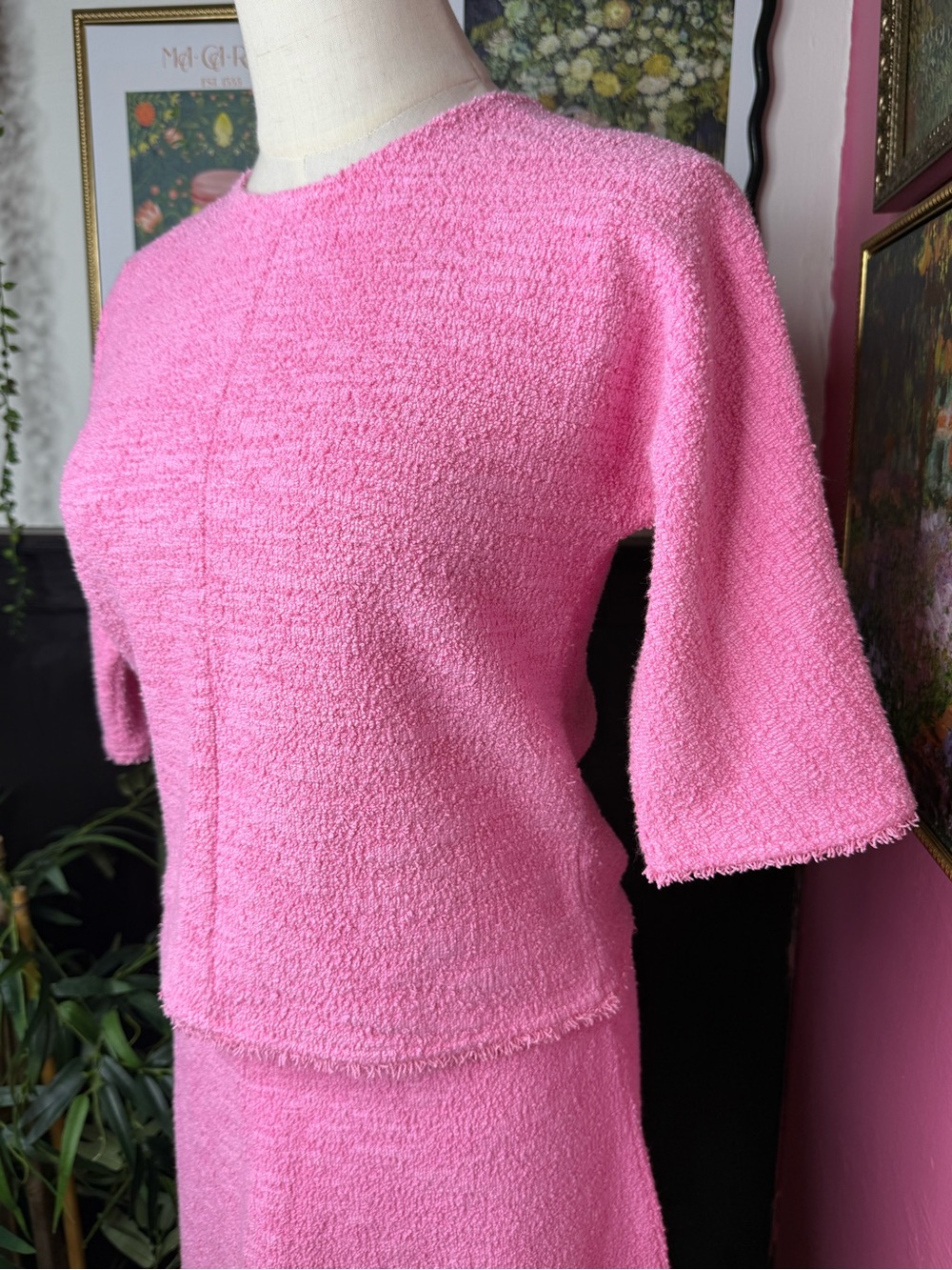 Zara Pink Structured Jacquard Top & Midi Skirt Set Sz S - Picture 4 of 14